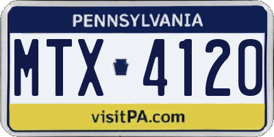 PA license plate MTX4120