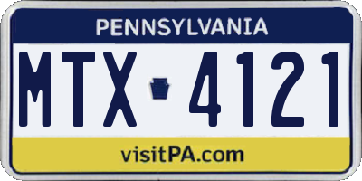 PA license plate MTX4121
