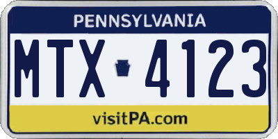 PA license plate MTX4123