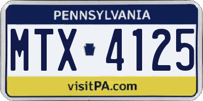 PA license plate MTX4125