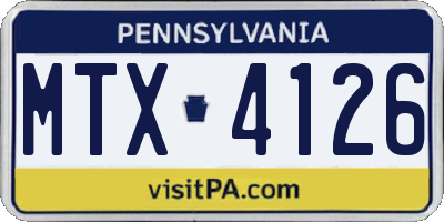 PA license plate MTX4126