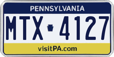 PA license plate MTX4127