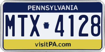 PA license plate MTX4128