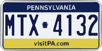 PA license plate MTX4132