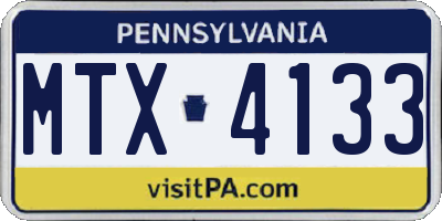 PA license plate MTX4133