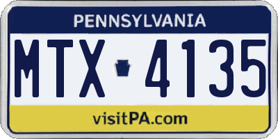 PA license plate MTX4135