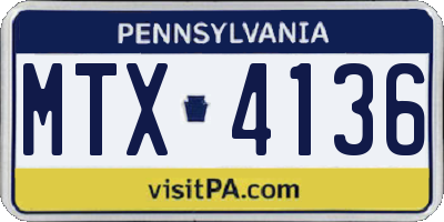 PA license plate MTX4136