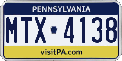 PA license plate MTX4138