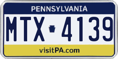 PA license plate MTX4139