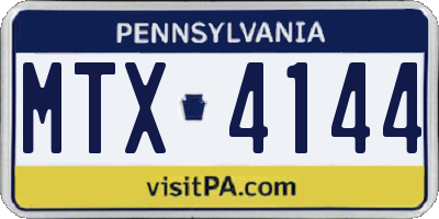 PA license plate MTX4144