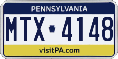 PA license plate MTX4148