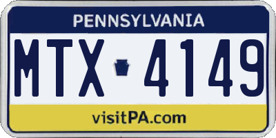 PA license plate MTX4149