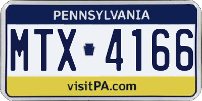 PA license plate MTX4166