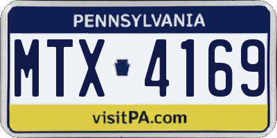 PA license plate MTX4169