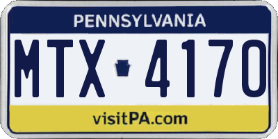 PA license plate MTX4170