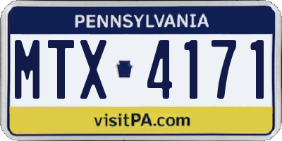 PA license plate MTX4171