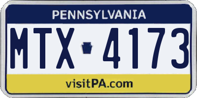 PA license plate MTX4173