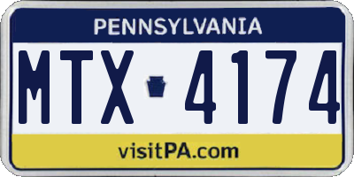 PA license plate MTX4174