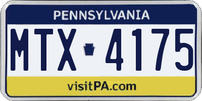 PA license plate MTX4175