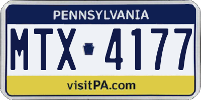 PA license plate MTX4177