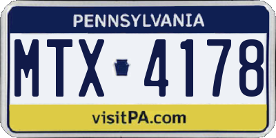 PA license plate MTX4178