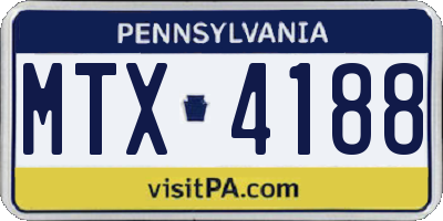PA license plate MTX4188