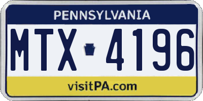 PA license plate MTX4196