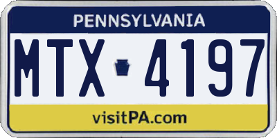 PA license plate MTX4197