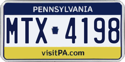 PA license plate MTX4198