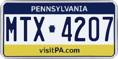 PA license plate MTX4207