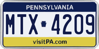 PA license plate MTX4209