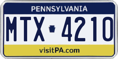 PA license plate MTX4210