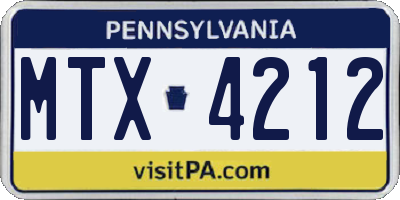 PA license plate MTX4212