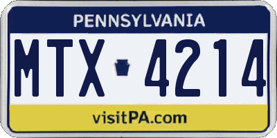 PA license plate MTX4214