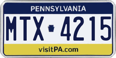 PA license plate MTX4215