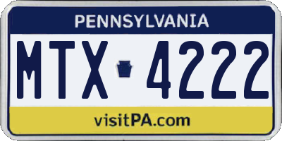 PA license plate MTX4222