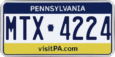 PA license plate MTX4224