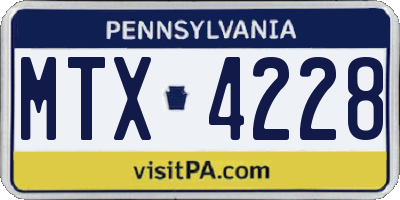 PA license plate MTX4228