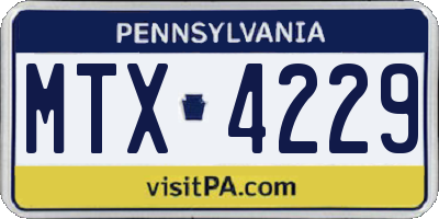 PA license plate MTX4229