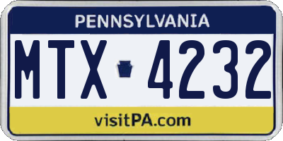 PA license plate MTX4232
