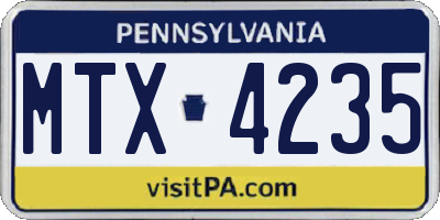 PA license plate MTX4235