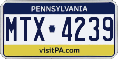 PA license plate MTX4239