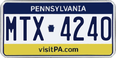 PA license plate MTX4240