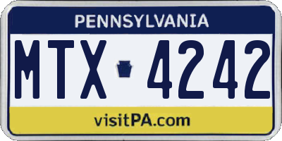 PA license plate MTX4242