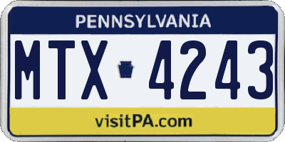 PA license plate MTX4243