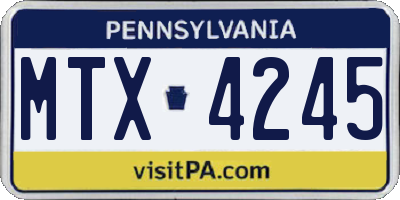 PA license plate MTX4245