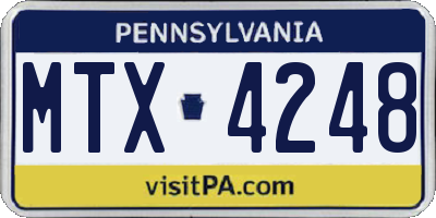 PA license plate MTX4248