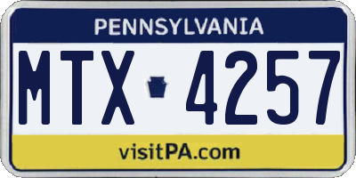 PA license plate MTX4257