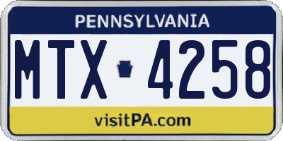 PA license plate MTX4258