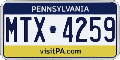 PA license plate MTX4259
